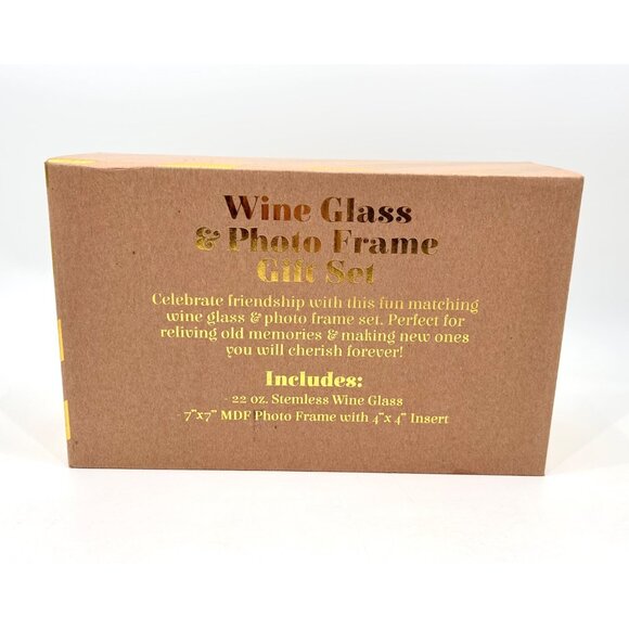 NIB THANK YOU FOR BEING A FRIEND WINE GLASS PHOTO FRAME GIFT SET GOLDEN GIRLS - Picture 4 of 4